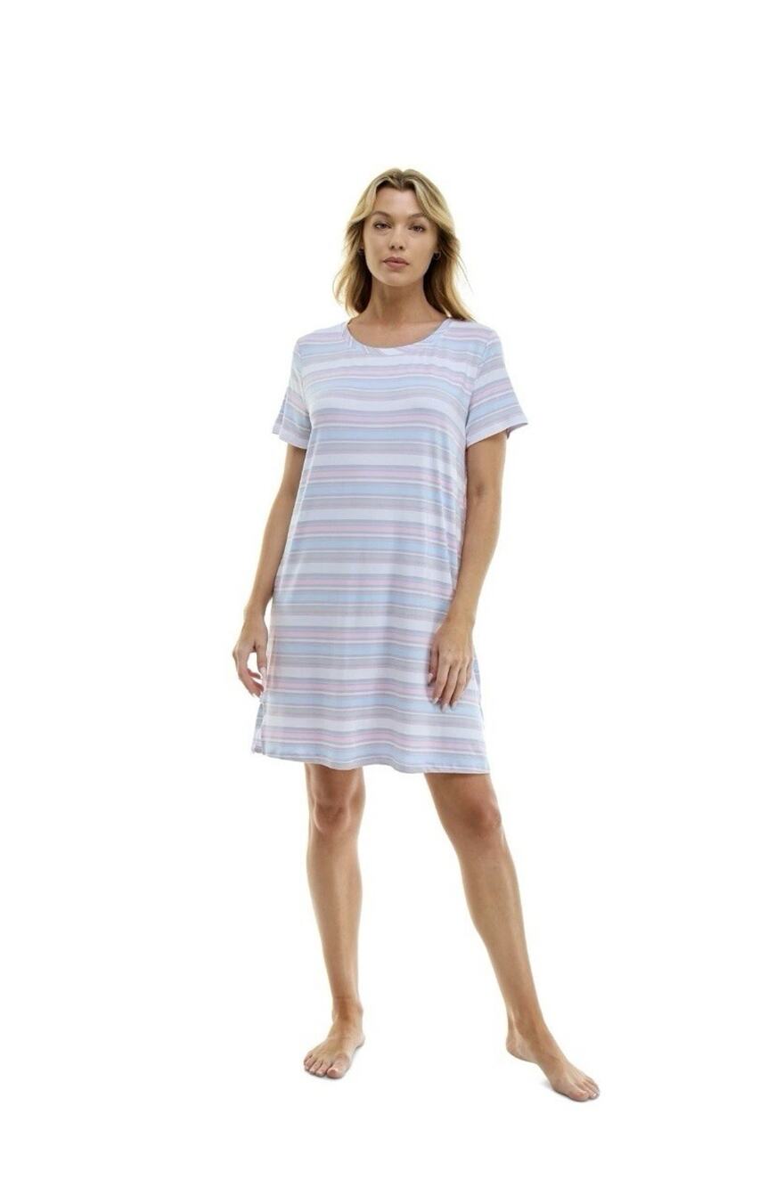 Roudelain Women's Printed Short-Sleeve Sleepshirt - Laurie Horizontal Stripe-S